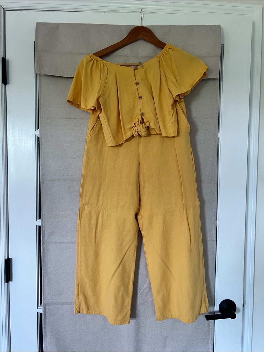 Girls Mustard Yellow Two-Piece Jumpsuit Set